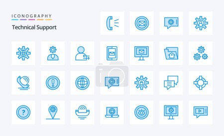 Illustration for 25 Technical Support Blue icon pack - Royalty Free Image