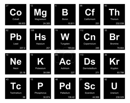 Ilustración de 20 Tabla preyódica de los elementos. Diseño del paquete de iconos - Imagen libre de derechos