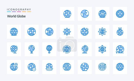 Illustration for 25 Globe Blue icon pack - Royalty Free Image