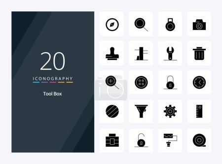 Illustration for 20 Tools Solid Glyph icon for presentation - Royalty Free Image
