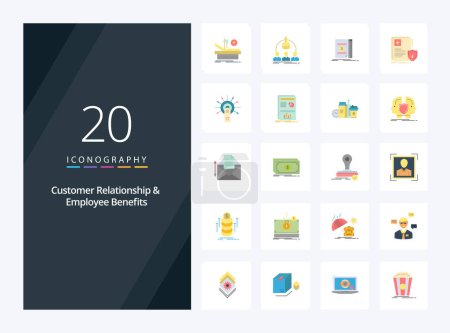 Illustration for 20 Customer Relationship And Employee Benefits Flat Color icon for presentation - Royalty Free Image