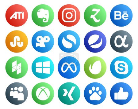 Ilustración de 20 Paquete de iconos de redes sociales Incluyendo myspace. skype. pepsi. Enviato. meta - Imagen libre de derechos