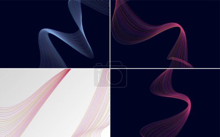 Illustration for Set of 4 abstract waving line backgrounds to add flair to your design - Royalty Free Image