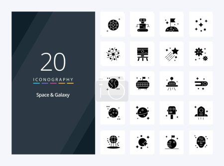 Illustration for 20 Space And Galaxy Solid Glyph icon for presentation - Royalty Free Image