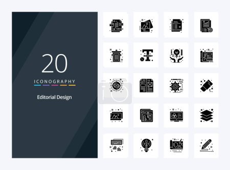 Illustration for 20 Editorial Design Solid Glyph icon for presentation - Royalty Free Image
