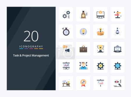 Illustration for 20 Task And Project Management Flat Color icon for presentation - Royalty Free Image
