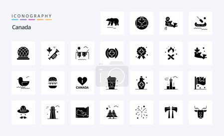 Ilustración de 25 Paquete de iconos de glifos sólidos de Canadá - Imagen libre de derechos