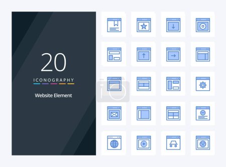 Ilustración de 20 Elemento del sitio web icono de color azul para la presentación - Imagen libre de derechos