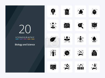 Téléchargez les illustrations : 20 Biologie Glyphe solide icône pour la présentation - en licence libre de droit