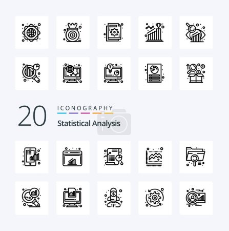 Illustration for 20 Statistical Analysis Line icon Pack like statistics graph web diagram pie - Royalty Free Image