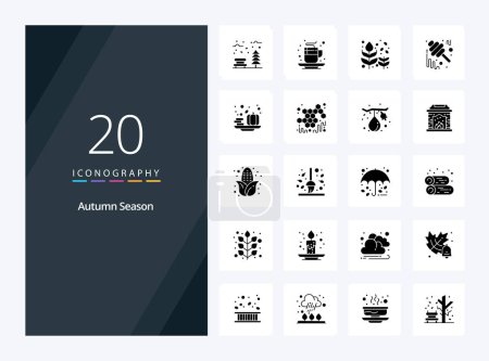 Illustration for 20 Autumn Solid Glyph icon for presentation - Royalty Free Image