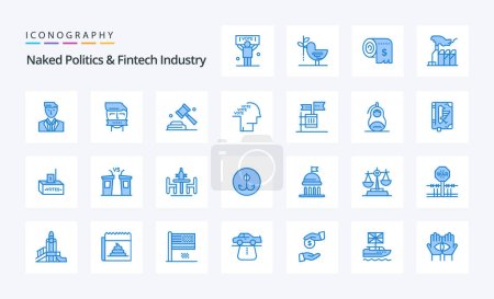 Ilustración de 25 Política desnuda y Fintech Industria Azul icono pack - Imagen libre de derechos