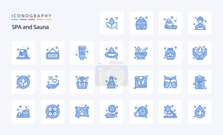 Illustration for 25 Sauna Blue icon pack - Royalty Free Image