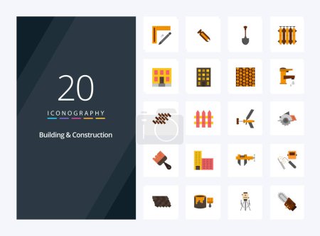 Photo for 20 Building And Construction Flat Color icon for presentation - Royalty Free Image