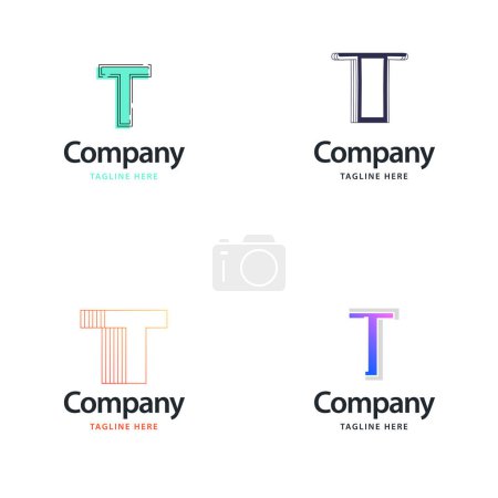 Téléchargez les illustrations : Lettre T Big Logo Pack Design Creative Design de logos modernes pour votre entreprise - en licence libre de droit