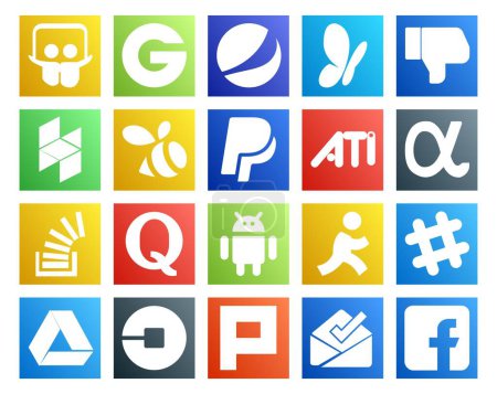 Ilustración de 20 Paquete de iconos de redes sociales Incluyendo el objetivo. pregunta. ¡ati! quora. Existencias - Imagen libre de derechos