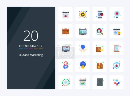 Ilustración de 20 Seo icono de color plano para la presentación - Imagen libre de derechos