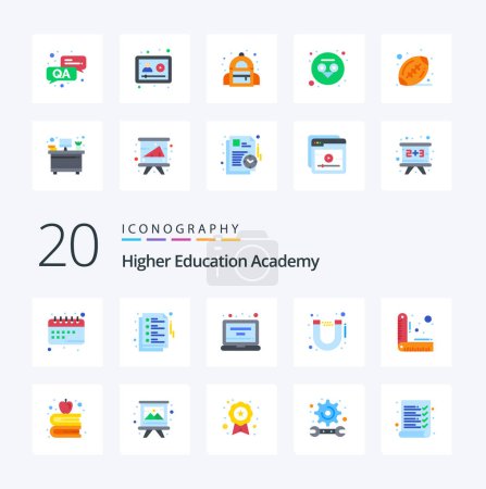 Illustration for 20 Academy Flat Color icon Pack like ruler design account study magnet - Royalty Free Image