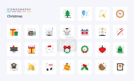 Ilustración de 25 Paquete de icono de color plano de Navidad - Imagen libre de derechos