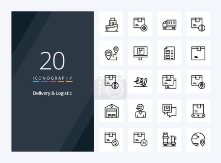 Illustration for 20 Delivery And Logistic Outline icon for presentation - Royalty Free Image