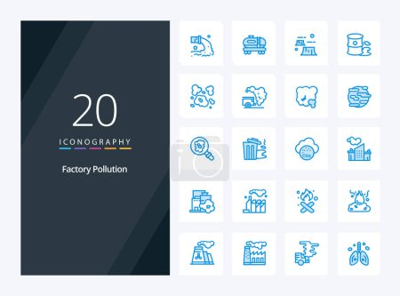 Illustration for 20 Factory Pollution Blue Color icon for presentation - Royalty Free Image