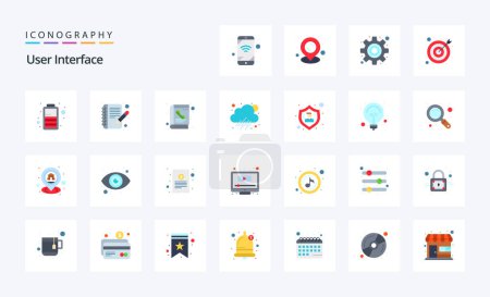 Illustration for 25 User Interface Flat color icon pack - Royalty Free Image