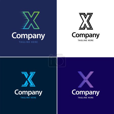 Téléchargez les illustrations : Lettre X Big Logo Pack Design. Conception de logos créatifs modernes pour votre entreprise - en licence libre de droit