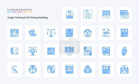 Ilustración de 25 Diseño Pensamiento Y D Impresión Modelado Blue icon pack - Imagen libre de derechos