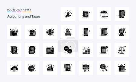 Ilustración de 25 impuestos Paquete de iconos de glifo sólido - Imagen libre de derechos