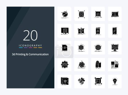 Illustration for 20 3d Printing And Communication Solid Glyph icon for presentation - Royalty Free Image