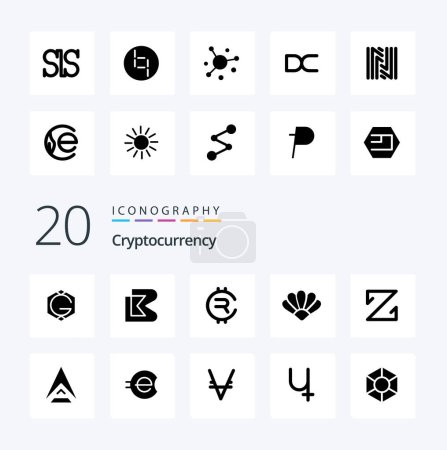 Illustration for 20 Cryptocurrency Solid Glyph icon Pack like coin  crypto  crypto currency coin - Royalty Free Image