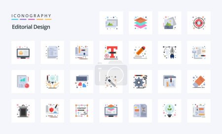 Ilustración de 25 Diseño editorial Paquete icono de color plano - Imagen libre de derechos