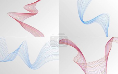 Téléchargez les illustrations : Pack de fond vectoriel abstrait courbe d'onde pour un design professionnel et propre - en licence libre de droit