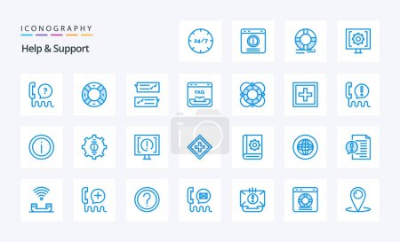 Ilustración de 25 Ayuda y soporte Paquete de icono azul - Imagen libre de derechos