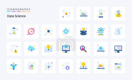 Illustration for 25 Data Science Flat color icon pack - Royalty Free Image