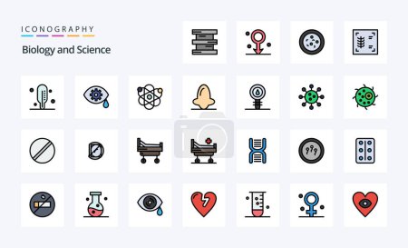 Illustration for 25 Biology Line Filled Style icon pack - Royalty Free Image