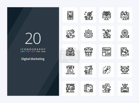 Ilustración de 20 Icono de Esquema de Marketing Digital para presentación - Imagen libre de derechos