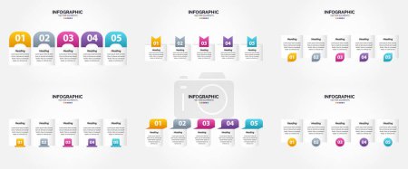 Illustration for Streamline your presentation with Vector 6 Infographics Pack and timelines - Royalty Free Image