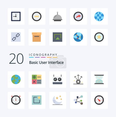 Illustration for 20 Basic Flat Color icon Pack like notice timer connection stopwatch loading - Royalty Free Image