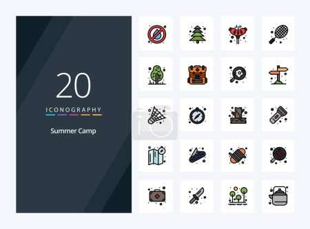 Ilustración de 20 Summer Camp line Icono lleno para la presentación - Imagen libre de derechos