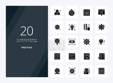 Illustration for 20 Web Pack Solid Glyph icon for presentation - Royalty Free Image
