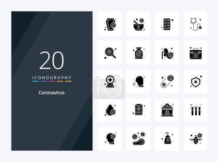 Illustration for 20 Coronavirus Solid Glyph icon for presentation - Royalty Free Image