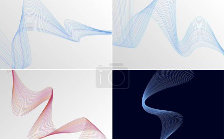 Ilustración de Conjunto de 4 fondos de vector de línea de ondulación abstracta para sus proyectos - Imagen libre de derechos