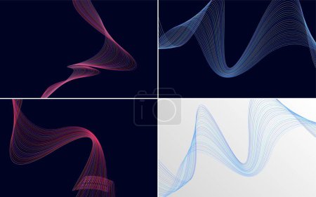 Illustration for Set of 4 vector line backgrounds for a professional and polished finish - Royalty Free Image