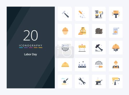 Illustration for 20 Labor Day Flat Color icon for presentation - Royalty Free Image