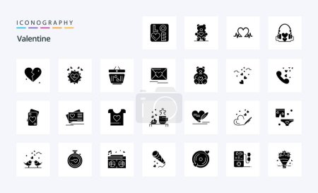 Illustration for 25 Valentine Solid Glyph icon pack - Royalty Free Image