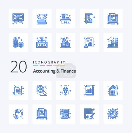 Ilustración de 20 Contabilidad Y Finanzas Icono de color azul Paquete como gráfico de red de negocios aumento de ingresos contables - Imagen libre de derechos