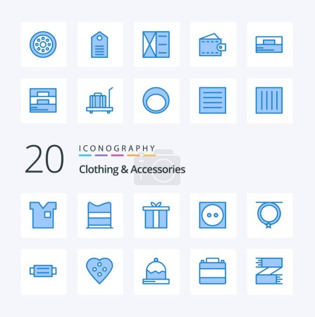 Illustration for 20 Clothing  Accessories Blue Color icon Pack like accessories laundry web clothing gift - Royalty Free Image