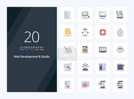 Illustration for 20 Web Development And Web Studio Flat Color icon for presentation - Royalty Free Image