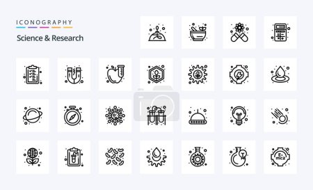 Ilustración de 25 paquete de iconos de Science Line - Imagen libre de derechos
